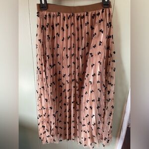 Black and Copper Pleated Skirt w/ Bows